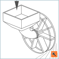 Shot-blasting wheel with indirect feeding and mechanical pre-acceleration